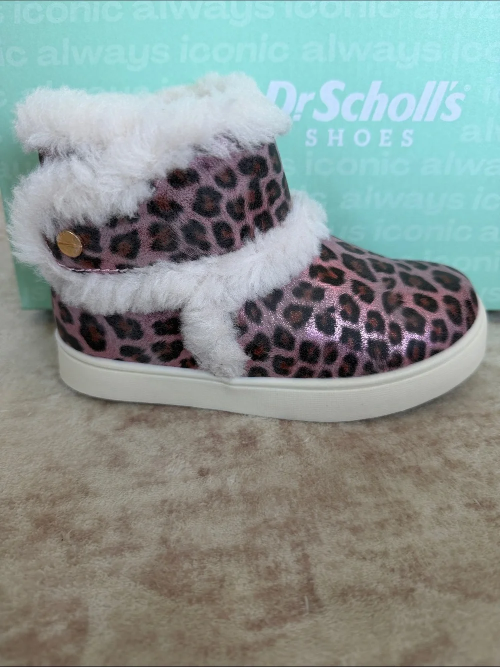Dr. Scholl's Kids Pink Leopard Faux Fur Winter Boots